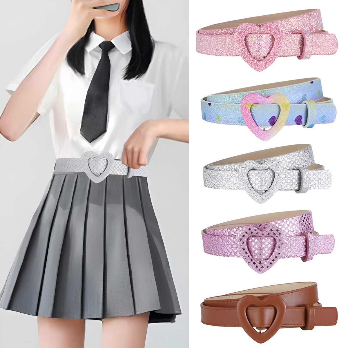 Belt In Simili Vegan Buckle Coeur For Fille Model Cruz by Zictor