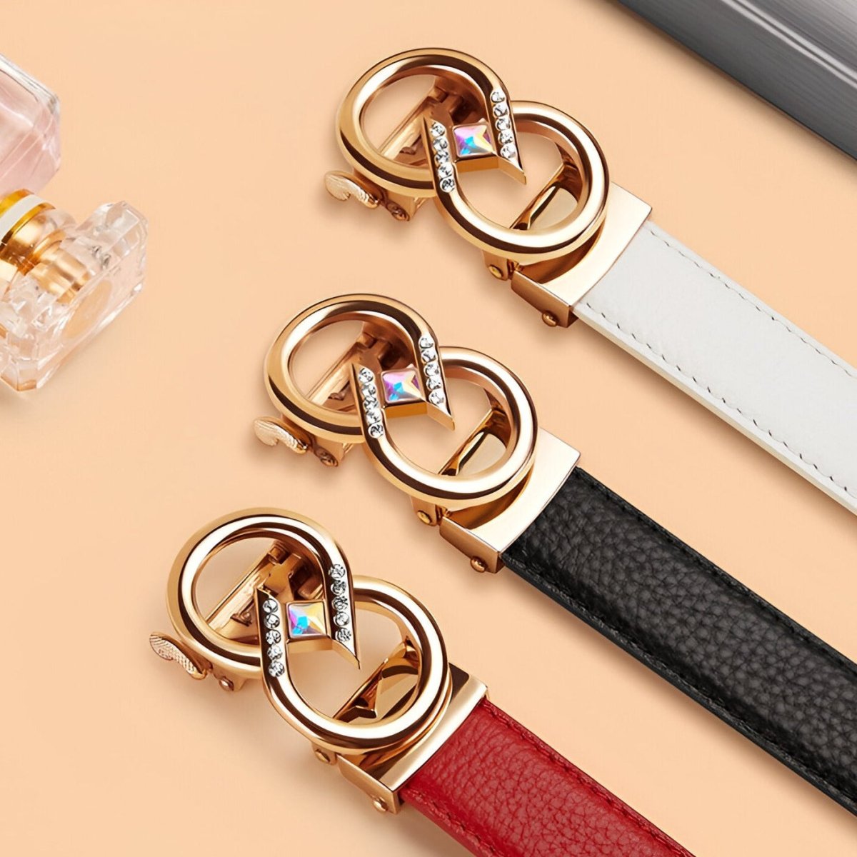 Belt In Leather With Buckle Infini And Strass Model Tegan by Zictor
