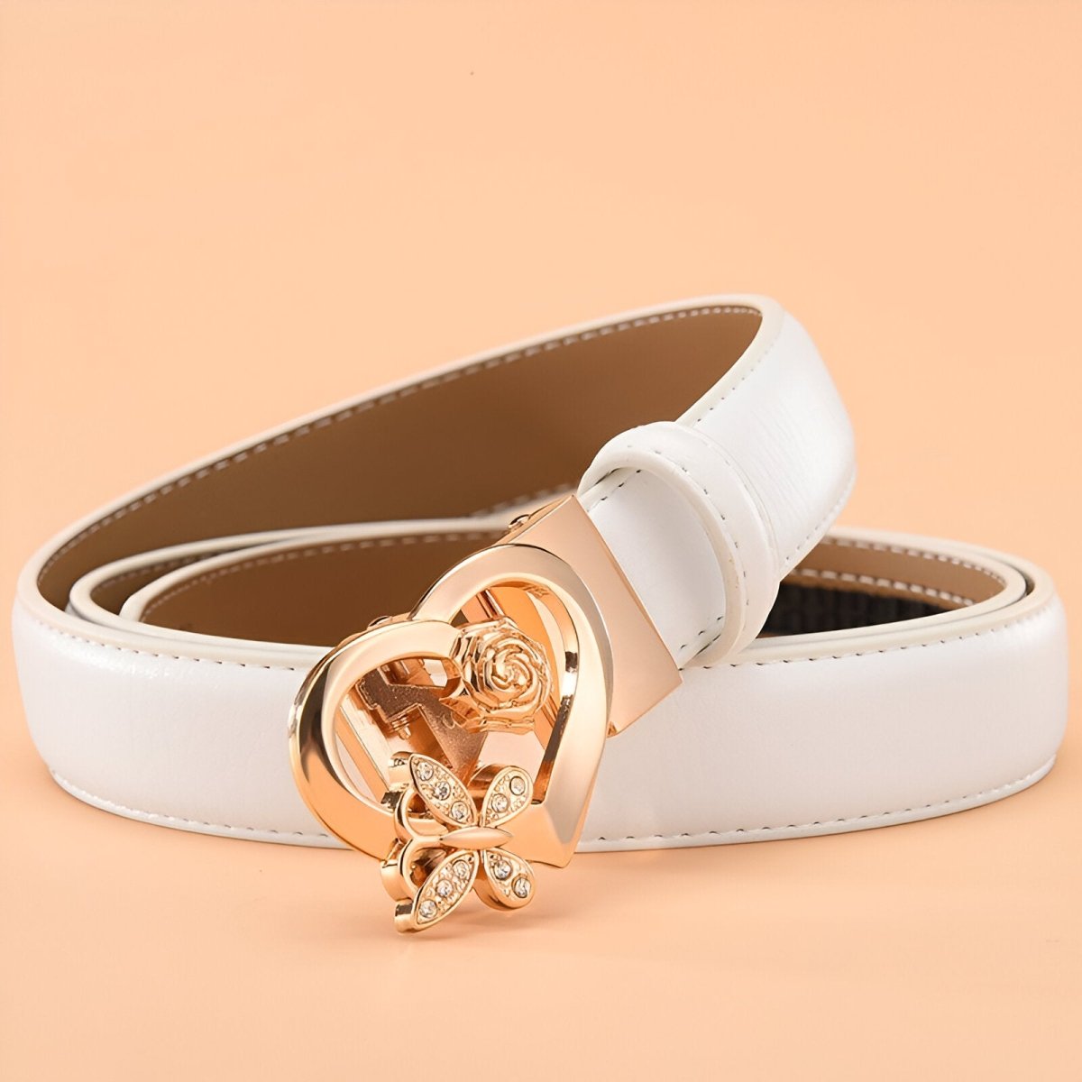 Belt auBerkeRayyanyatique in leather to buckle coeur & papillon, model HMarlei - Zictor