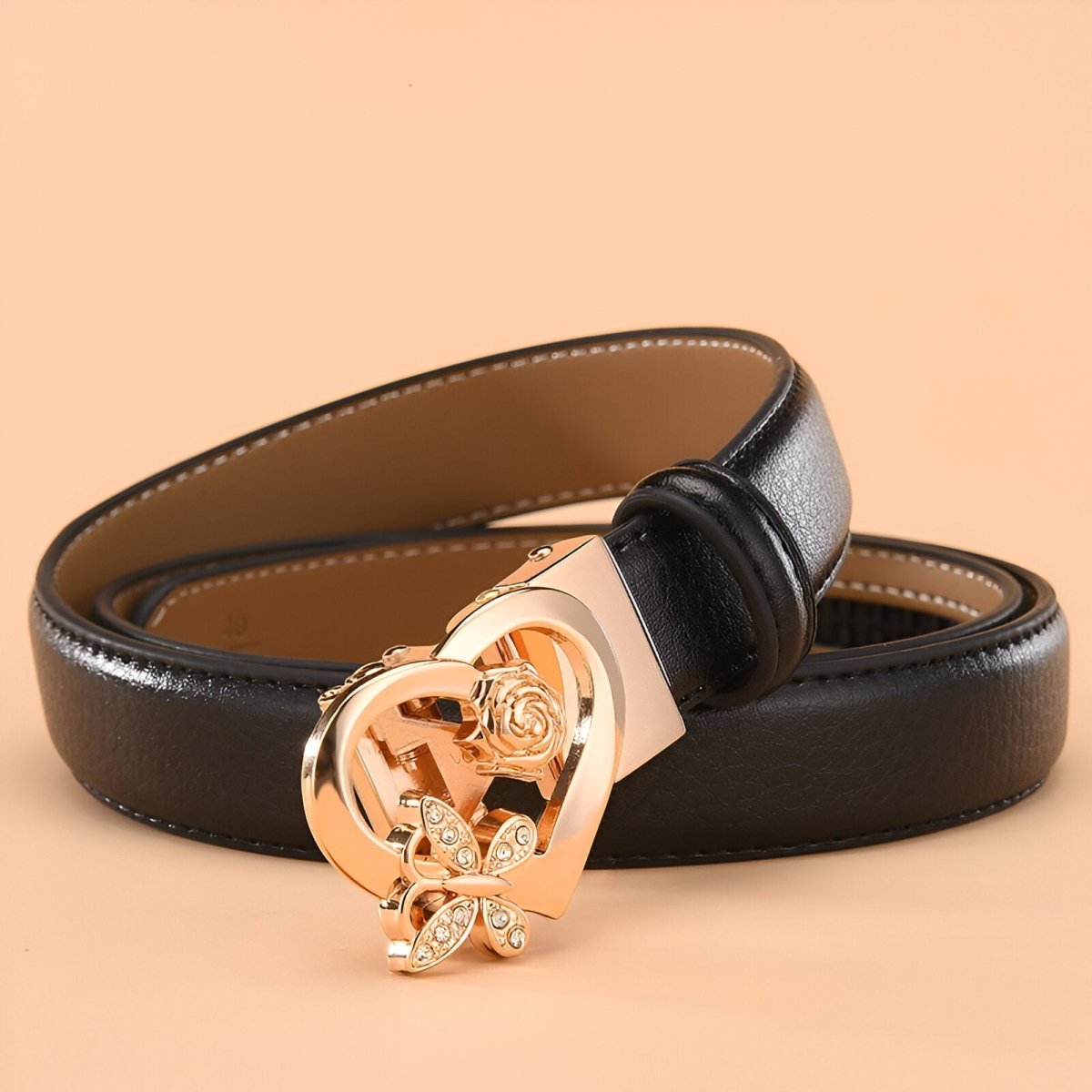 Belt auBerkeRayyanyatique in leather to buckle coeur & papillon, model HMarlei - Zictor