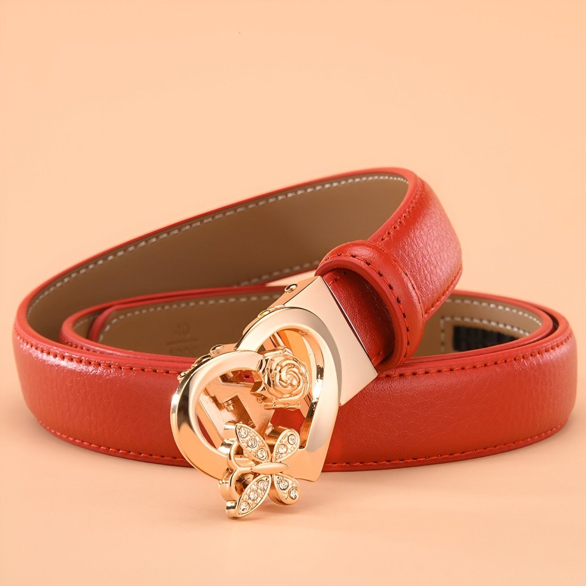 Belt auBerkeRayyanyatique in leather to buckle coeur & papillon, model HMarlei - Zictor