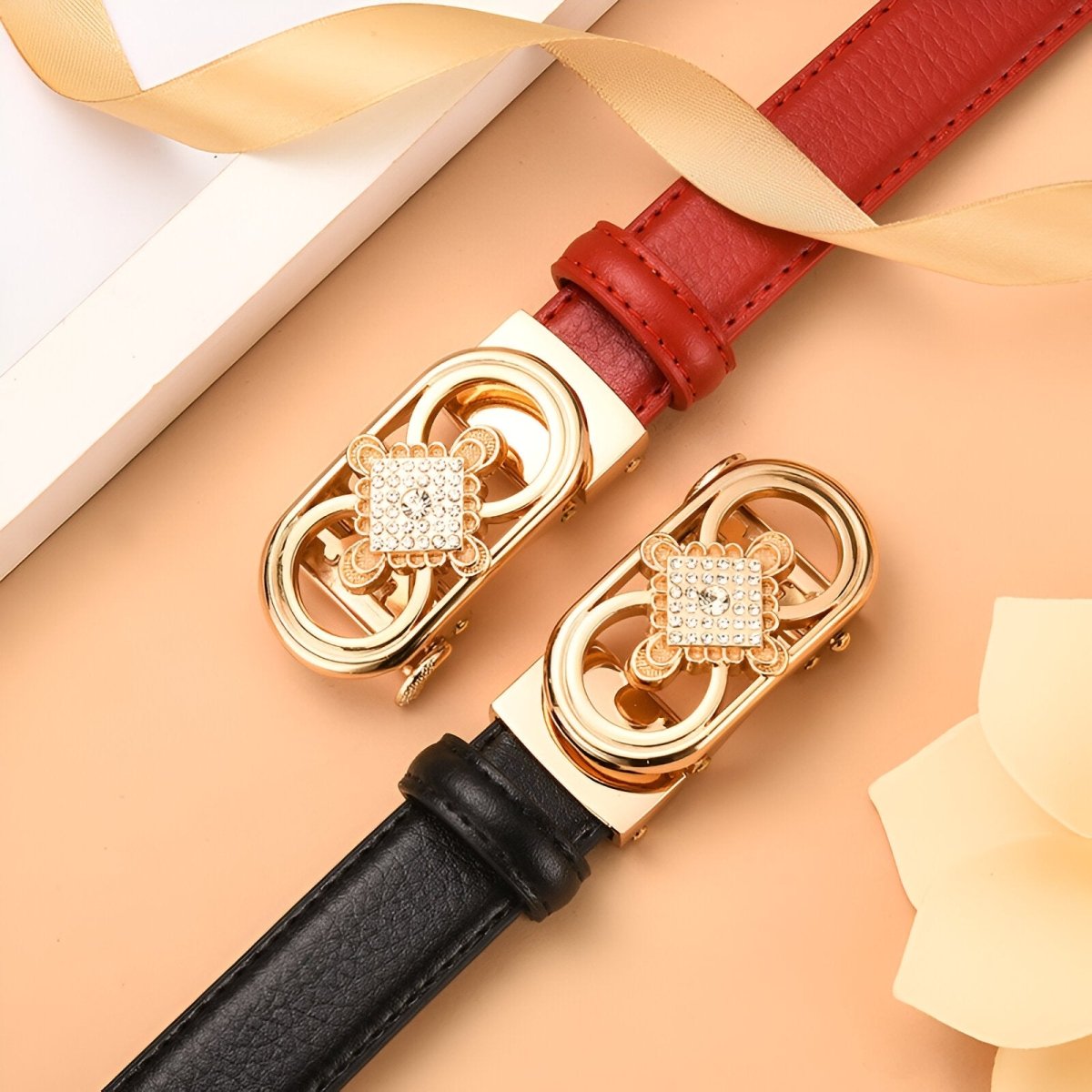 Belt In Leather TO Buckle Double Coeur For Women Model Quynn by Zictor