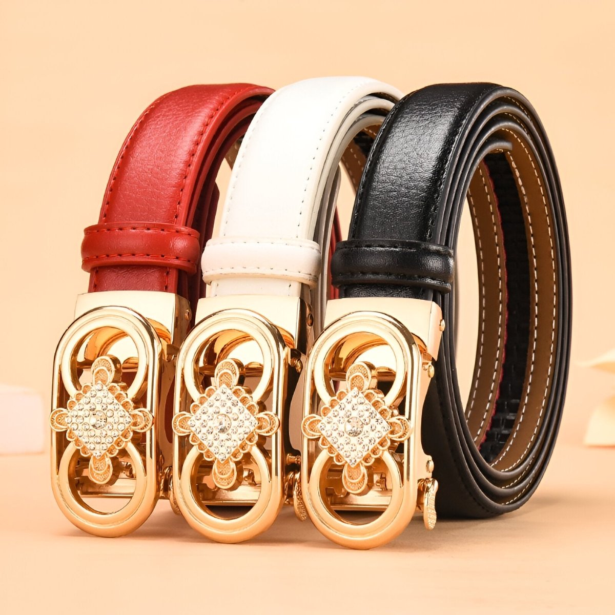 Belt In Leather TO Buckle Double Coeur For Women Model Quynn by Zictor
