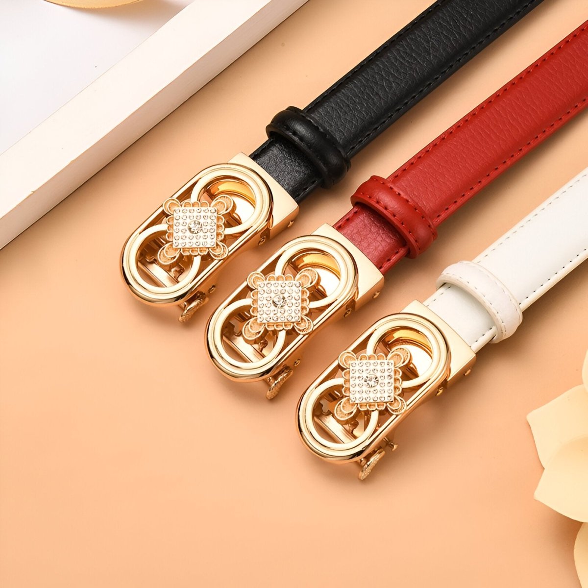 Belt In Leather TO Buckle Double Coeur For Women Model Quynn by Zictor