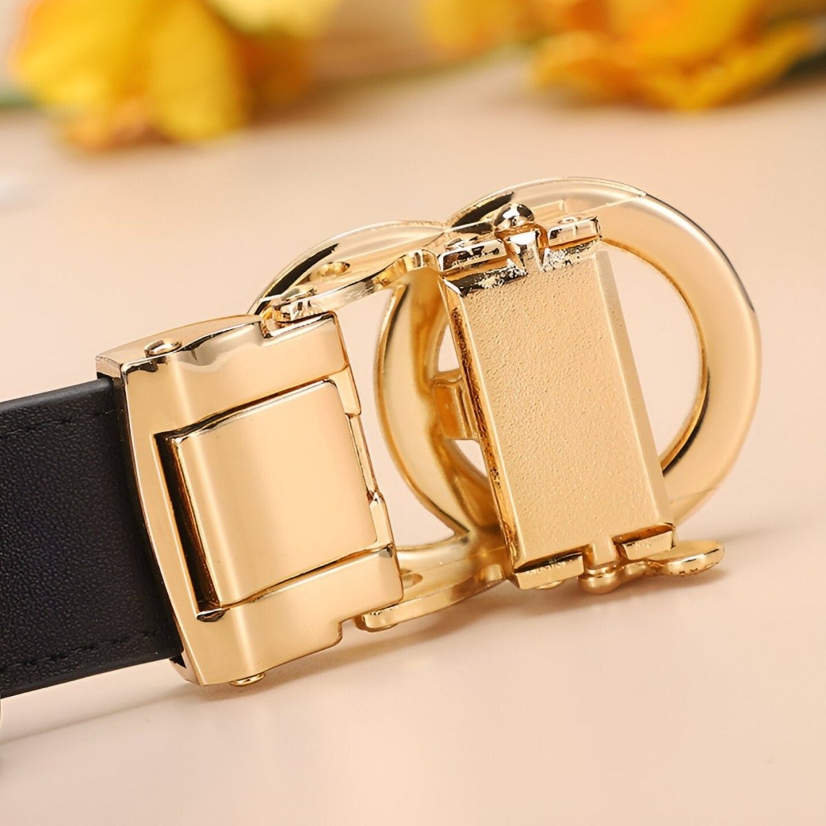 Belt In Leather TO Buckle Double Anneaux Entrelaces Model Kellie by Zictor