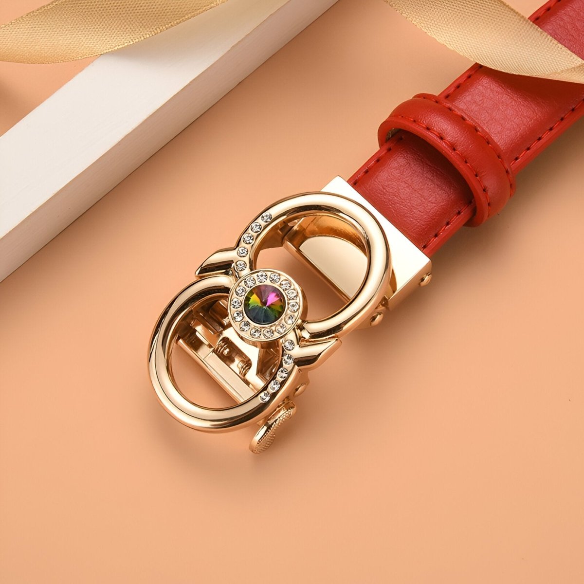 Belt In Leather TO Buckle Golden And Strass Model Esra by Zictor