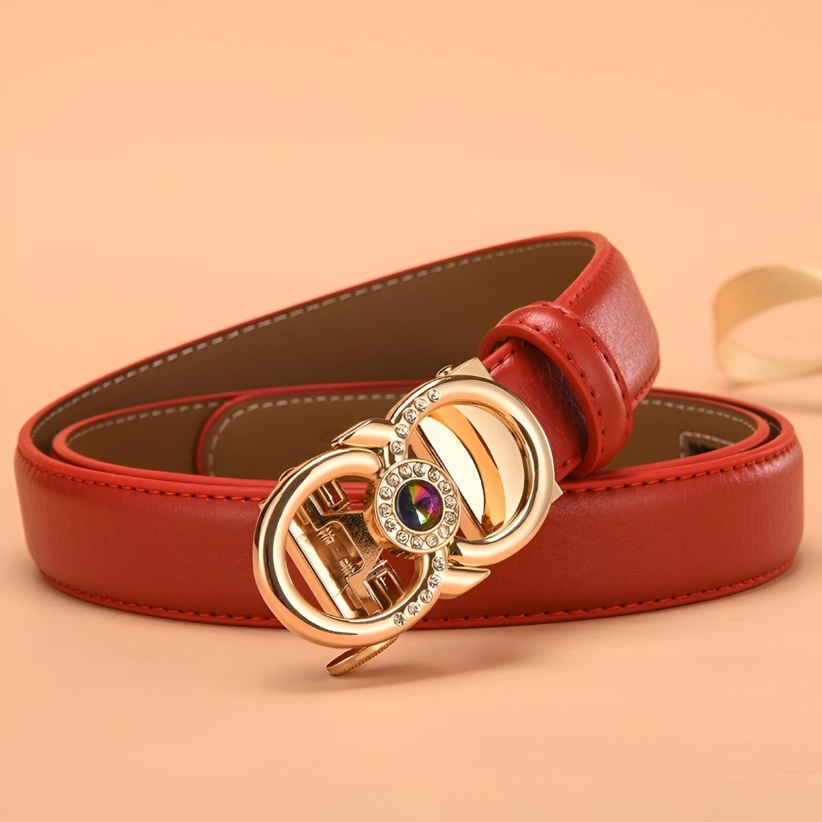 Belt auBerkeRayyanyatique in leather to buckle golden and strass, model Esra - Zictor