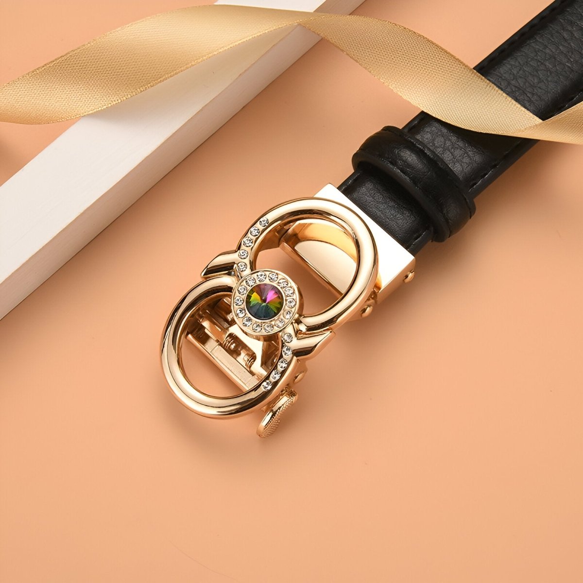 Belt In Leather TO Buckle Golden And Strass Model Esra by Zictor