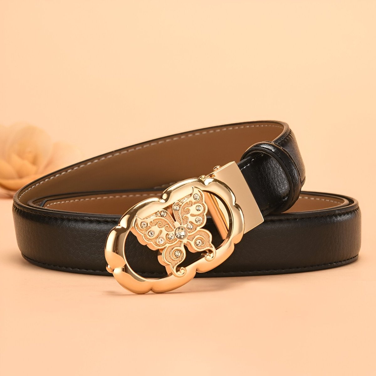 Belt auBerkeRayyanyatique in leather to buckle papillon, model Camerinu - Zictor
