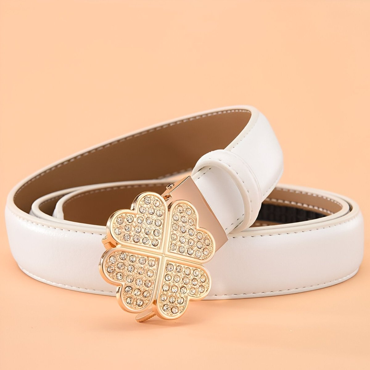 Belt auBerkeRayyanyatique in leather with buckle trèfle to strass, model Canyon - Zictor