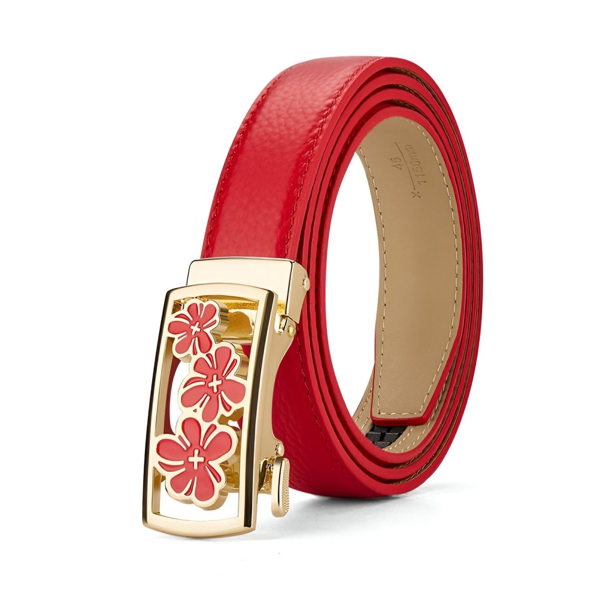Belt automatic in leather grainé with buckle aux trois fleurs, model Florijana - The Boutique of the Belt
