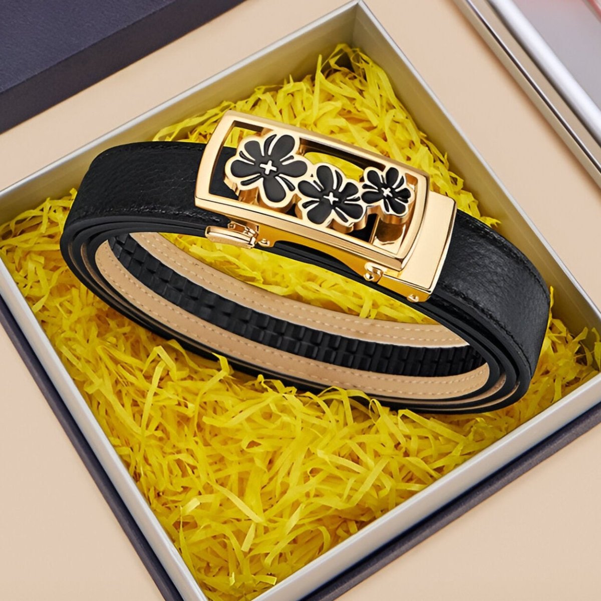 Belt In Leather Graine With Buckle Infini And Strass Model Stéphane by Zictor