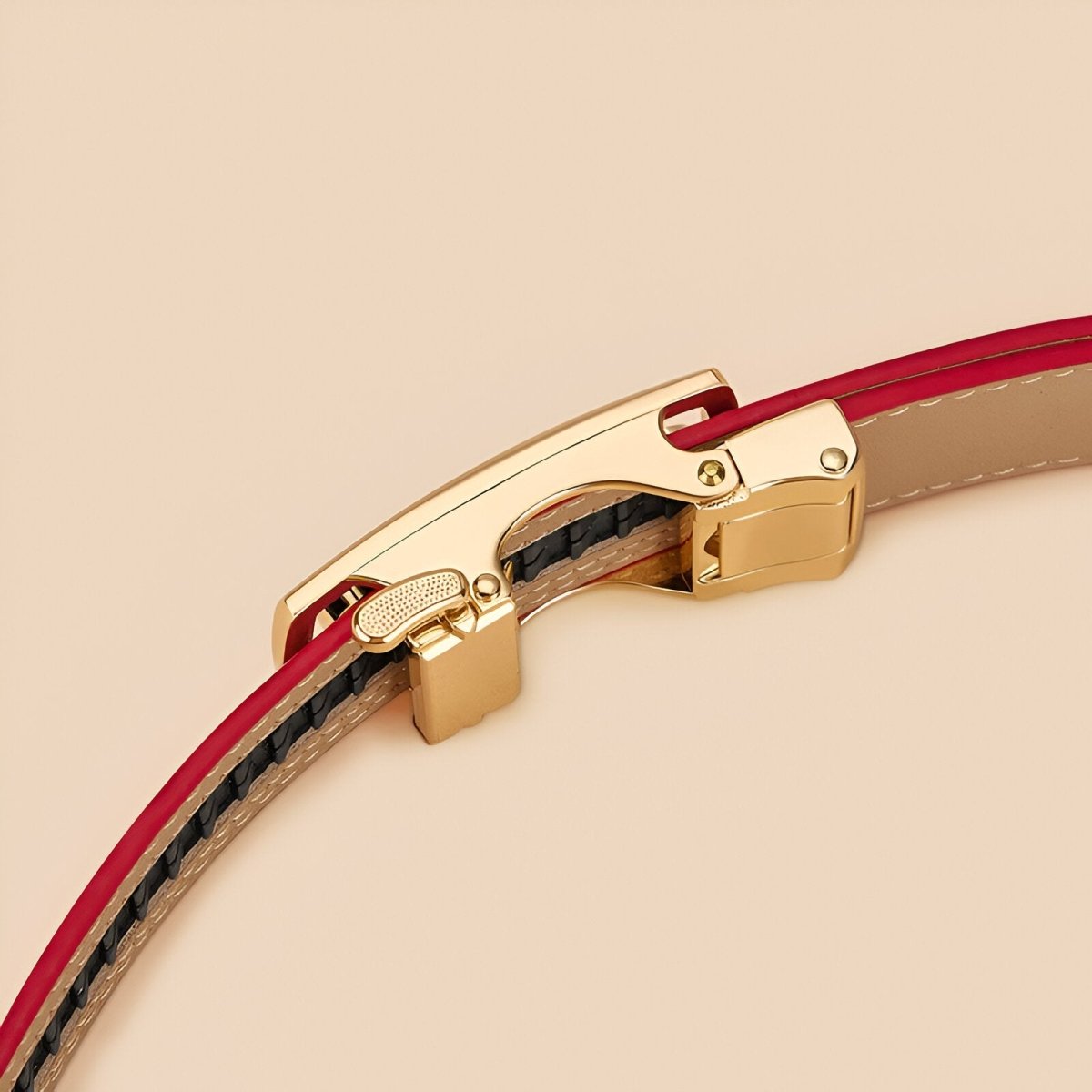 Belt In Leather Graine With Buckle Infini And Strass Model Stéphane by Zictor