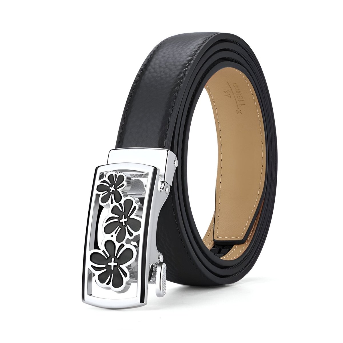 Belt In Leather Graine With Buckle Infini And Strass Model Stéphane by Zictor