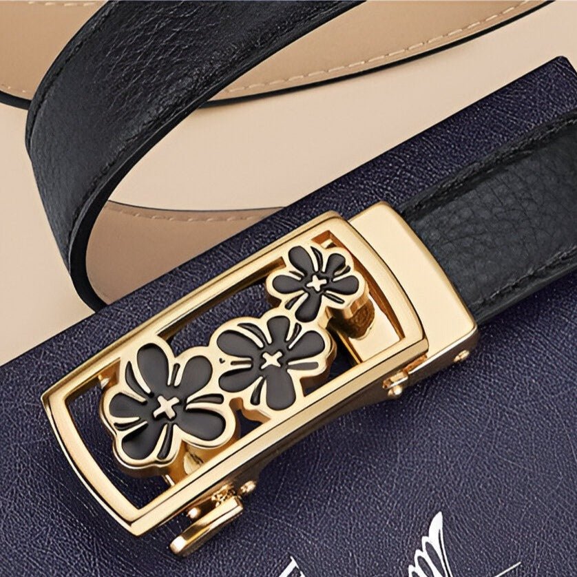 Belt In Leather Graine With Buckle Infini And Strass Model Stéphane by Zictor