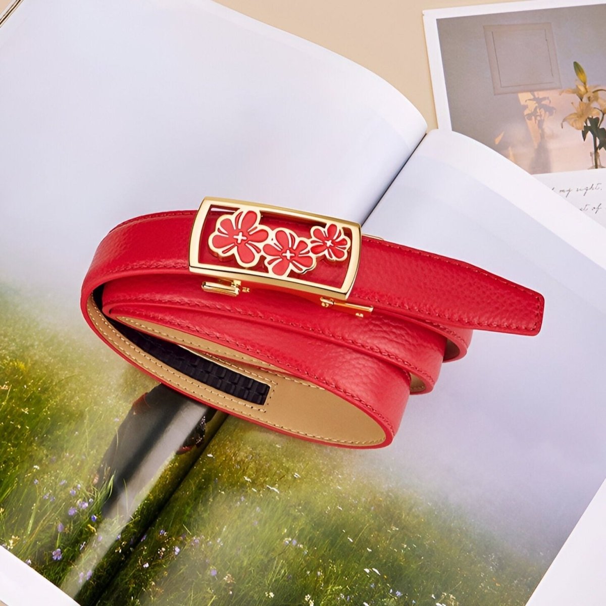 Belt In Leather Graine With Buckle Infini And Strass Model Stéphane by Zictor