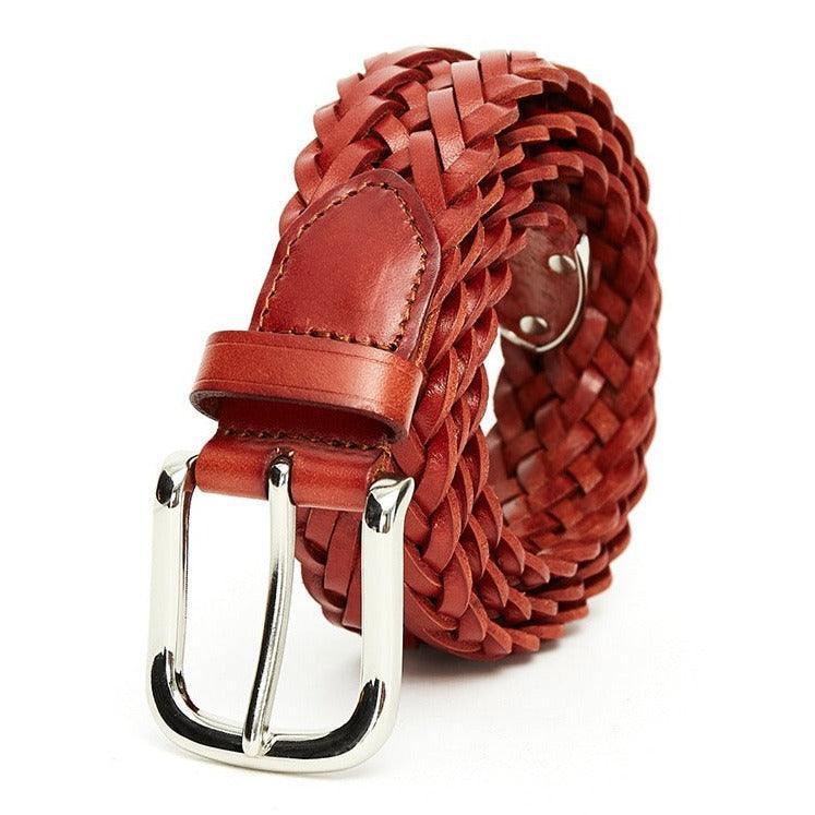 Belt braided in leather, model Dru - Zictor