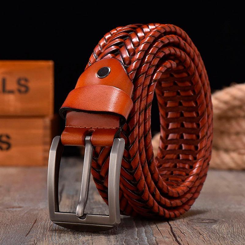 Belt braided in leather, model Hanh - Zictor
