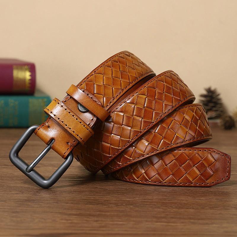 Belt braided in leather, model Kelsey - Zictor