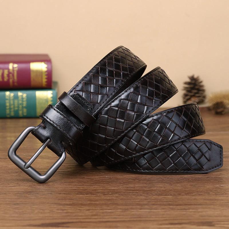 Belt braided in leather, model Kelsey - Zictor