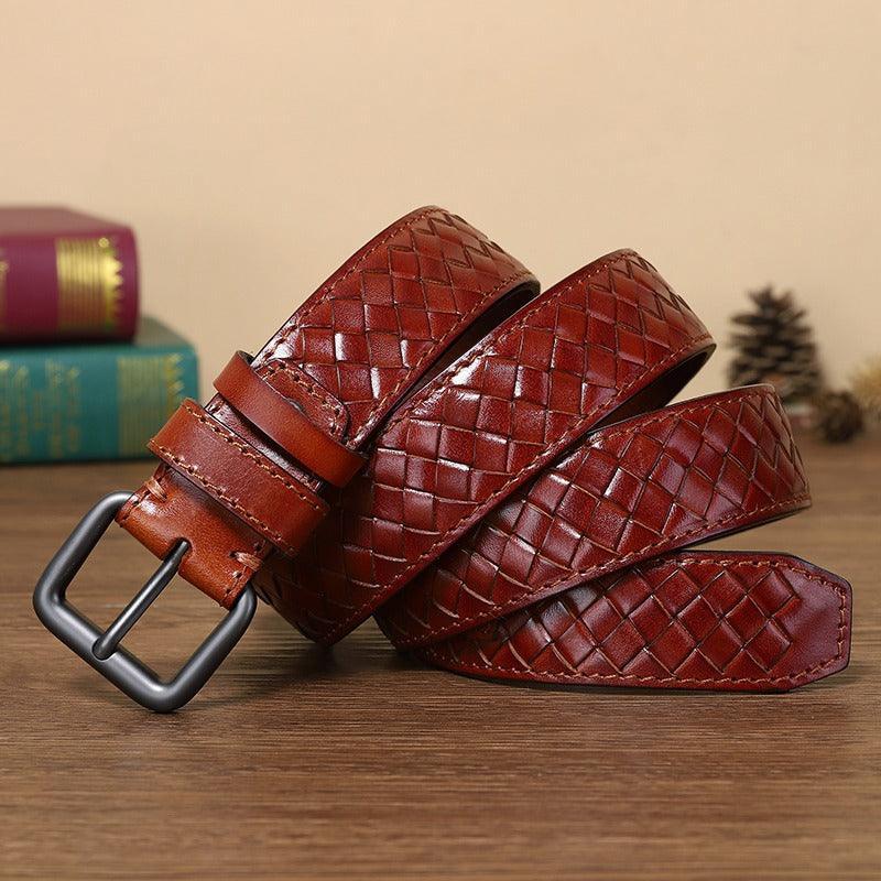 Belt braided in leather, model Kelsey - Zictor