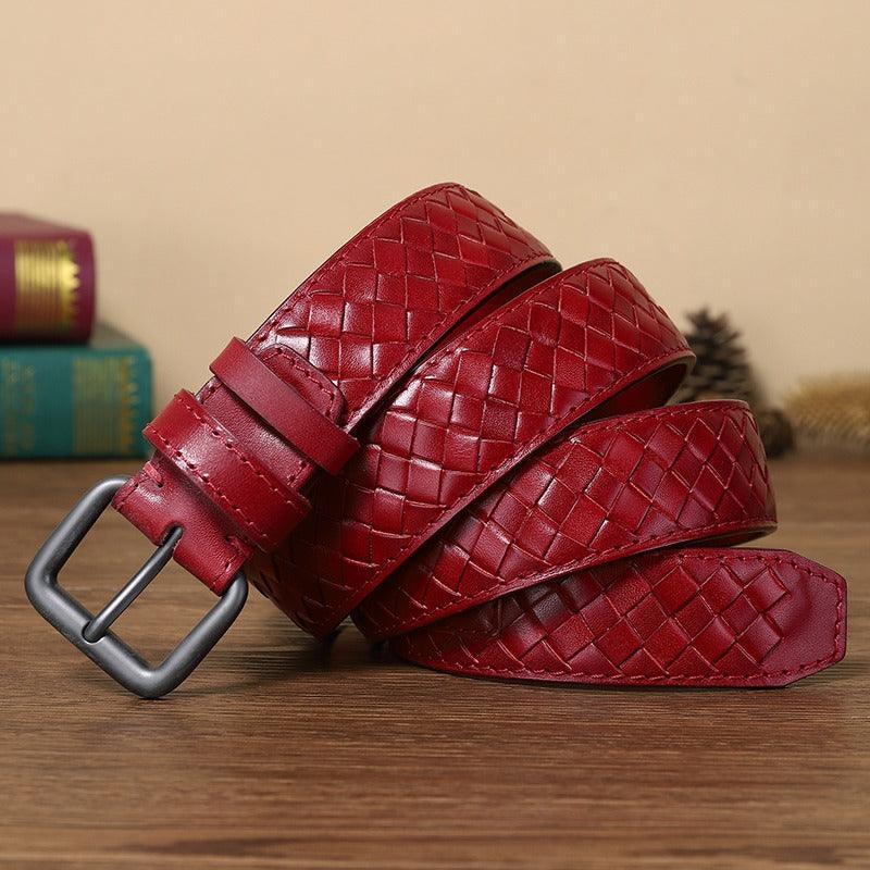 Belt braided in leather, model Kelsey - Zictor