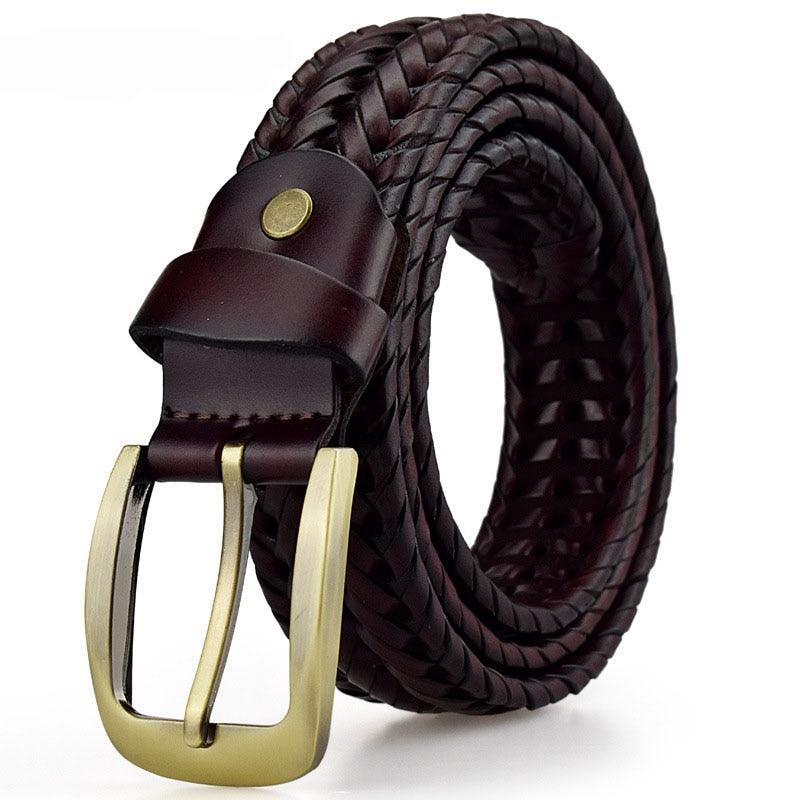 Belt braided in leather, model Minh - Zictor