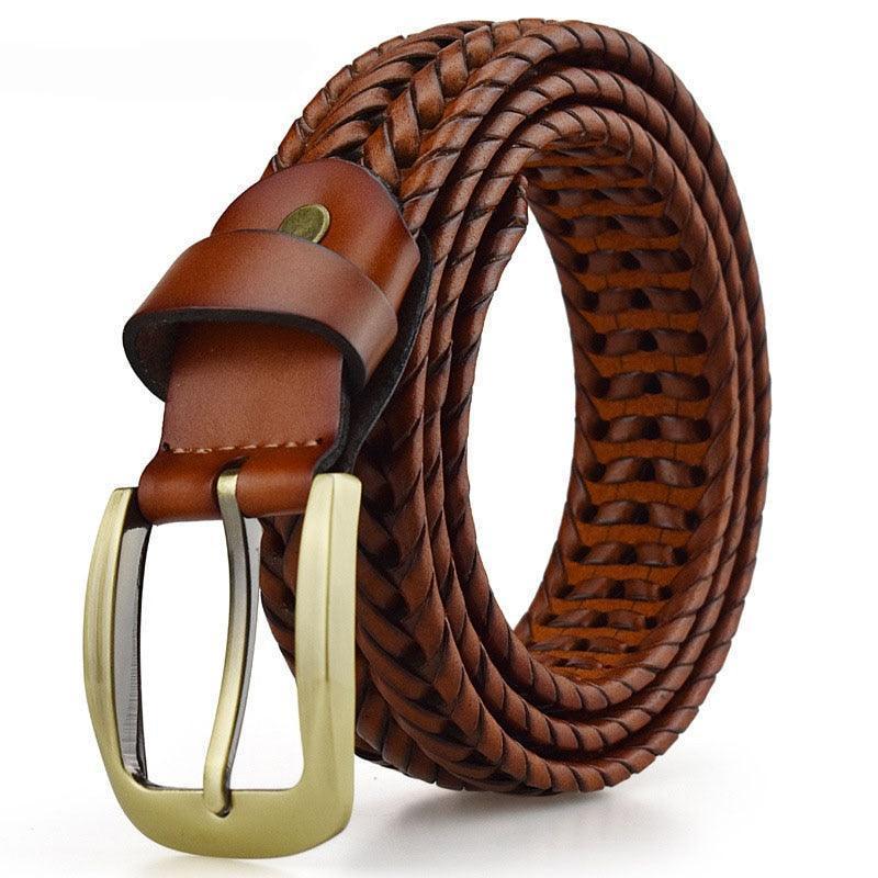 Belt braided in leather, model Minh - Zictor