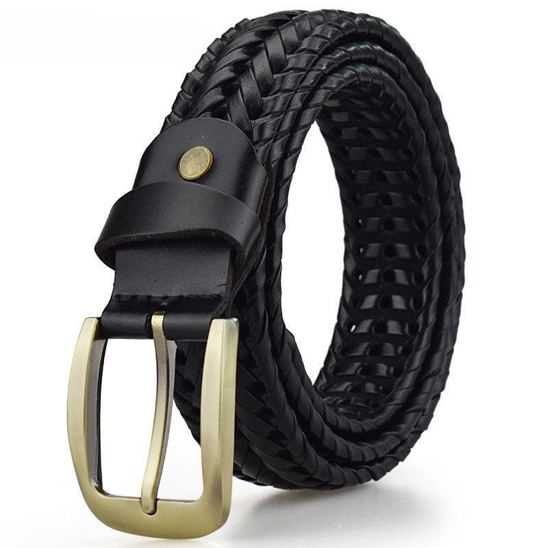 Belt braided in leather, model Minh - Zictor