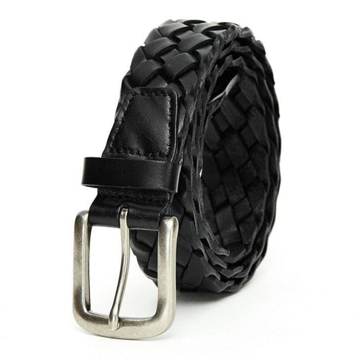 Belt braided in leather, model Noel - Zictor