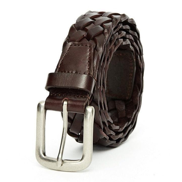 Belt braided in leather, model Noel - Zictor