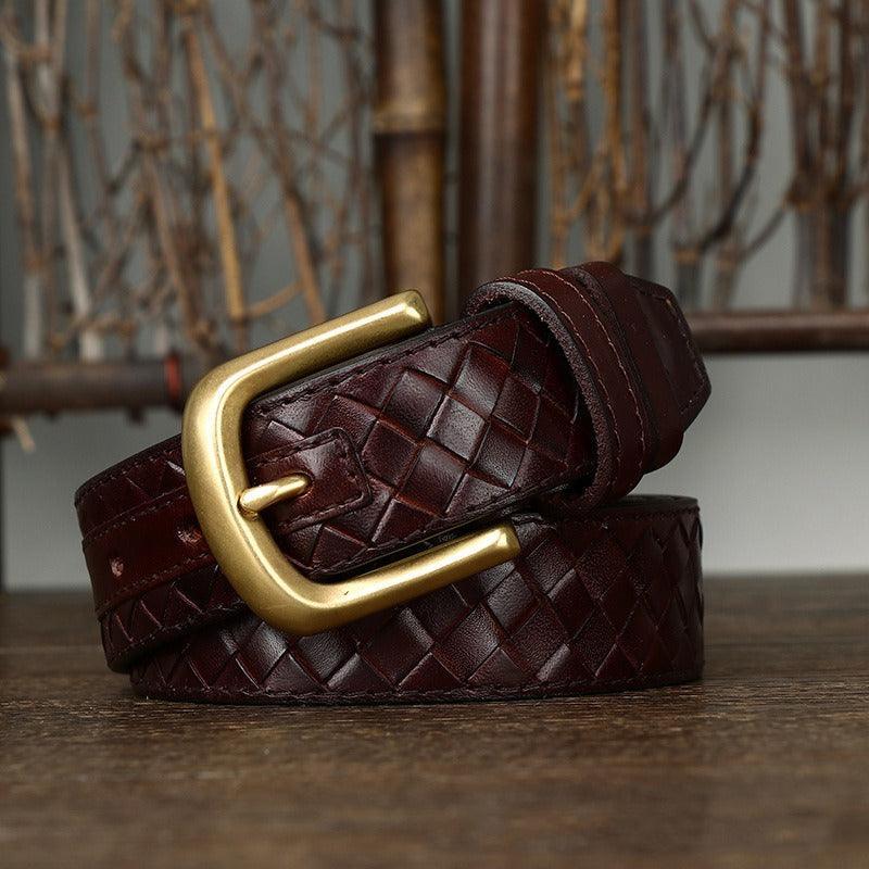 Belt braided in leather, model Terree - Zictor