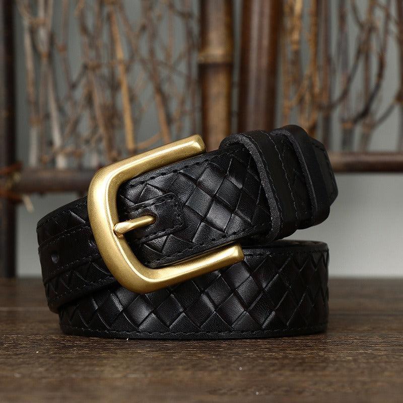 Belt braided in leather, model Terree - Zictor