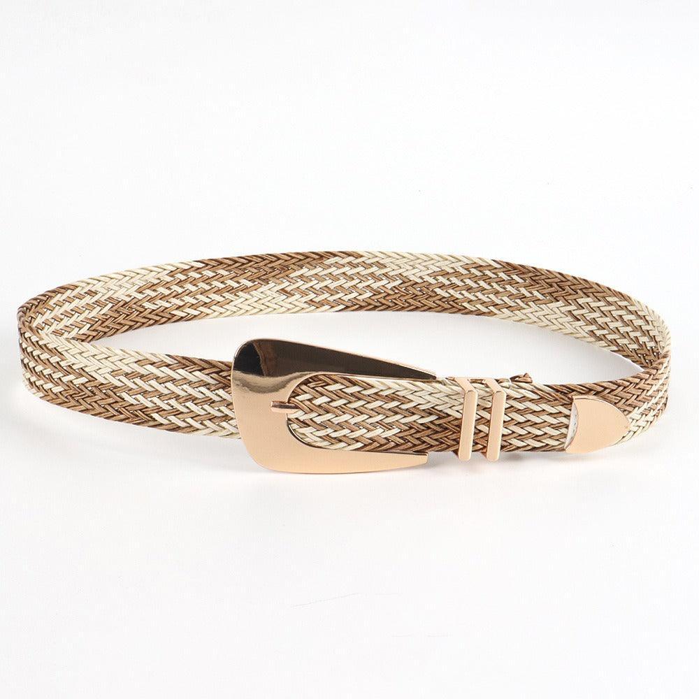 Belt braided to buckle golden, model Jabu - Zictor