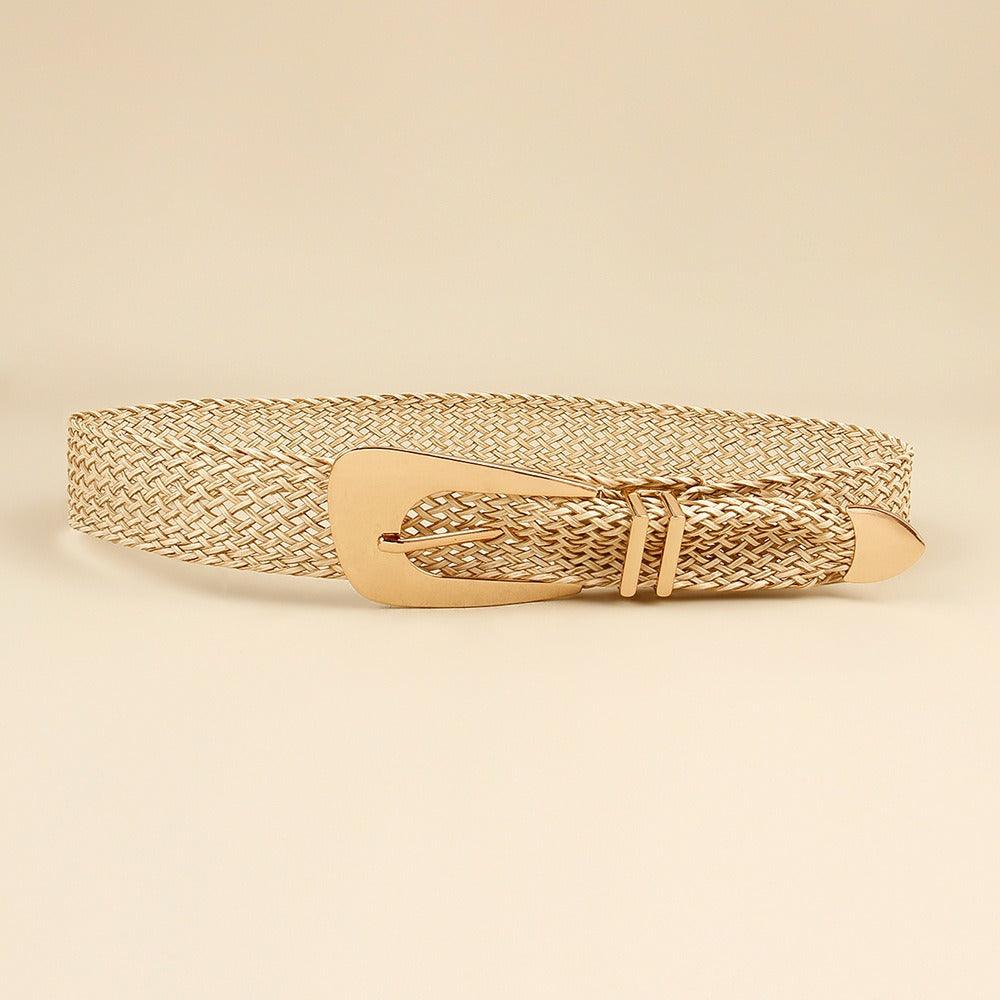 Belt braided to buckle golden, model Jabu - Zictor