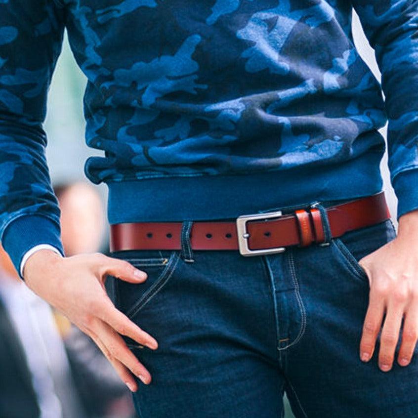 Belt In Leather For Men Model Grey by Zictor