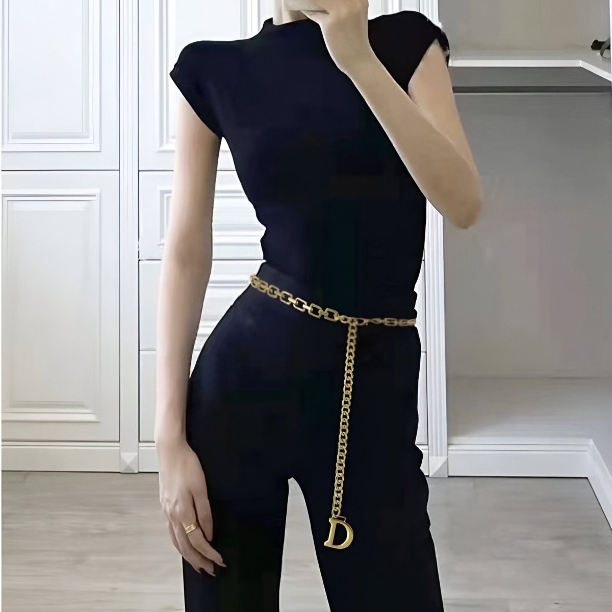 Belt chaîne for women, model Onyx - Zictor
