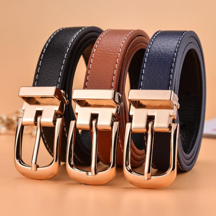 Belt Adjustable For Fille Ou Garcon In Simili Vegan Buckle Golden Model Payton by Zictor