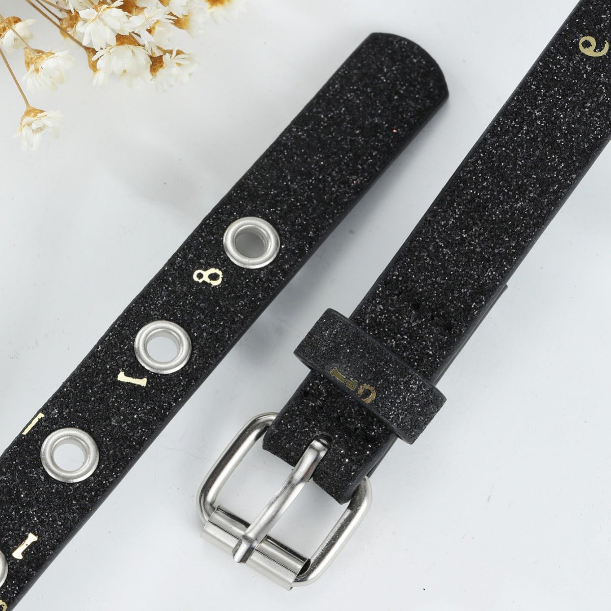 Belt Adjustable For Fille Ou Garcon In Simili Vegan Paillete TO Motif Lettres Model Ocean by Zictor