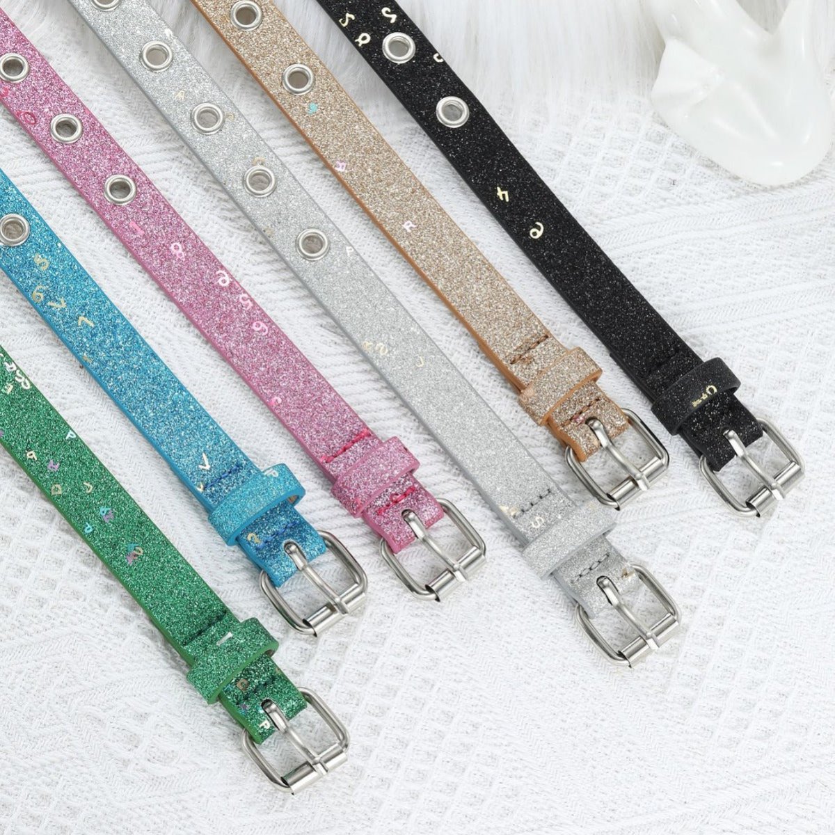 Belt Adjustable For Fille Ou Garcon In Simili Vegan Paillete TO Motif Lettres Model Ocean by Zictor