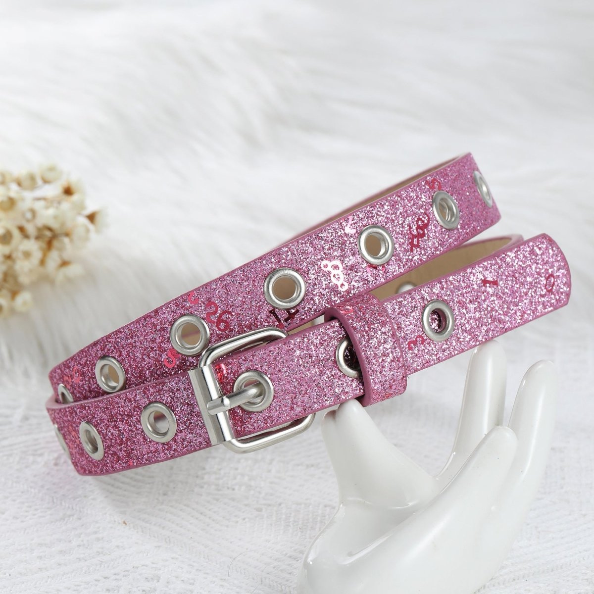 Belt Adjustable For Fille Ou Garcon In Simili Vegan Paillete TO Motif Lettres Model Ocean by Zictor