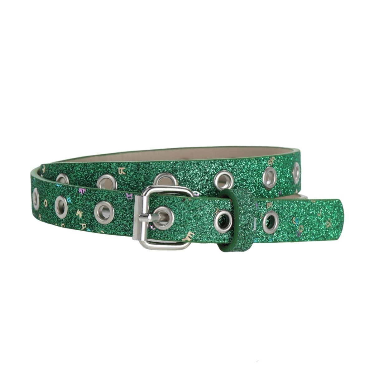 Belt child adjustable for fille ou garçon in simili vegan, pailleté to motif chiffres, model Ocean - Zictor