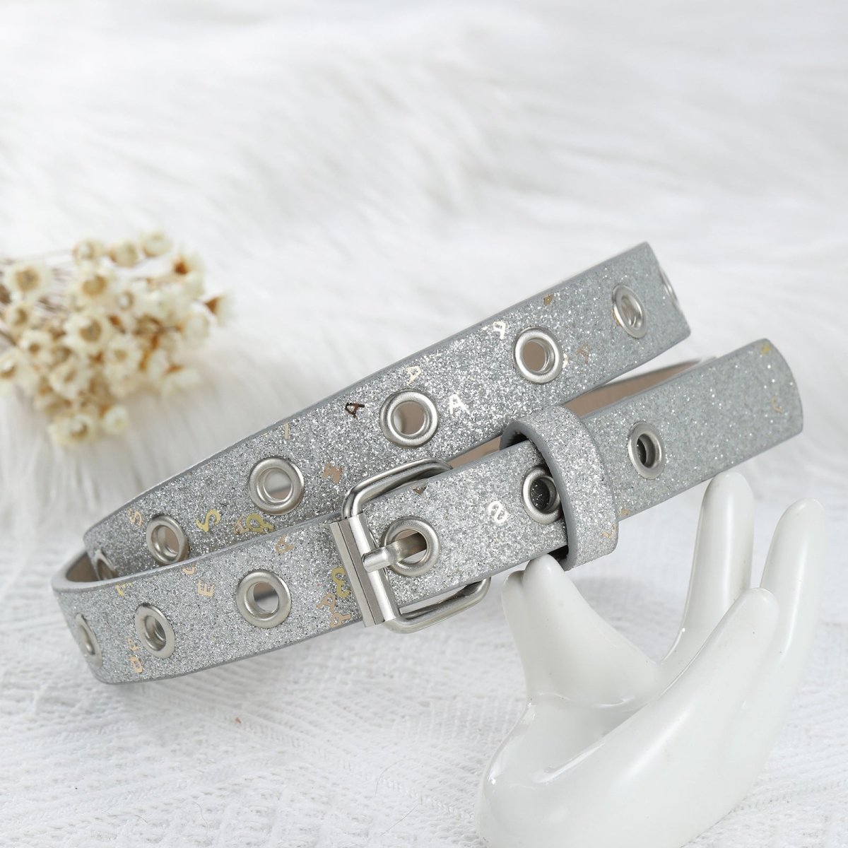Belt Adjustable For Fille Ou Garcon In Simili Vegan Paillete TO Motif Lettres Model Ocean by Zictor