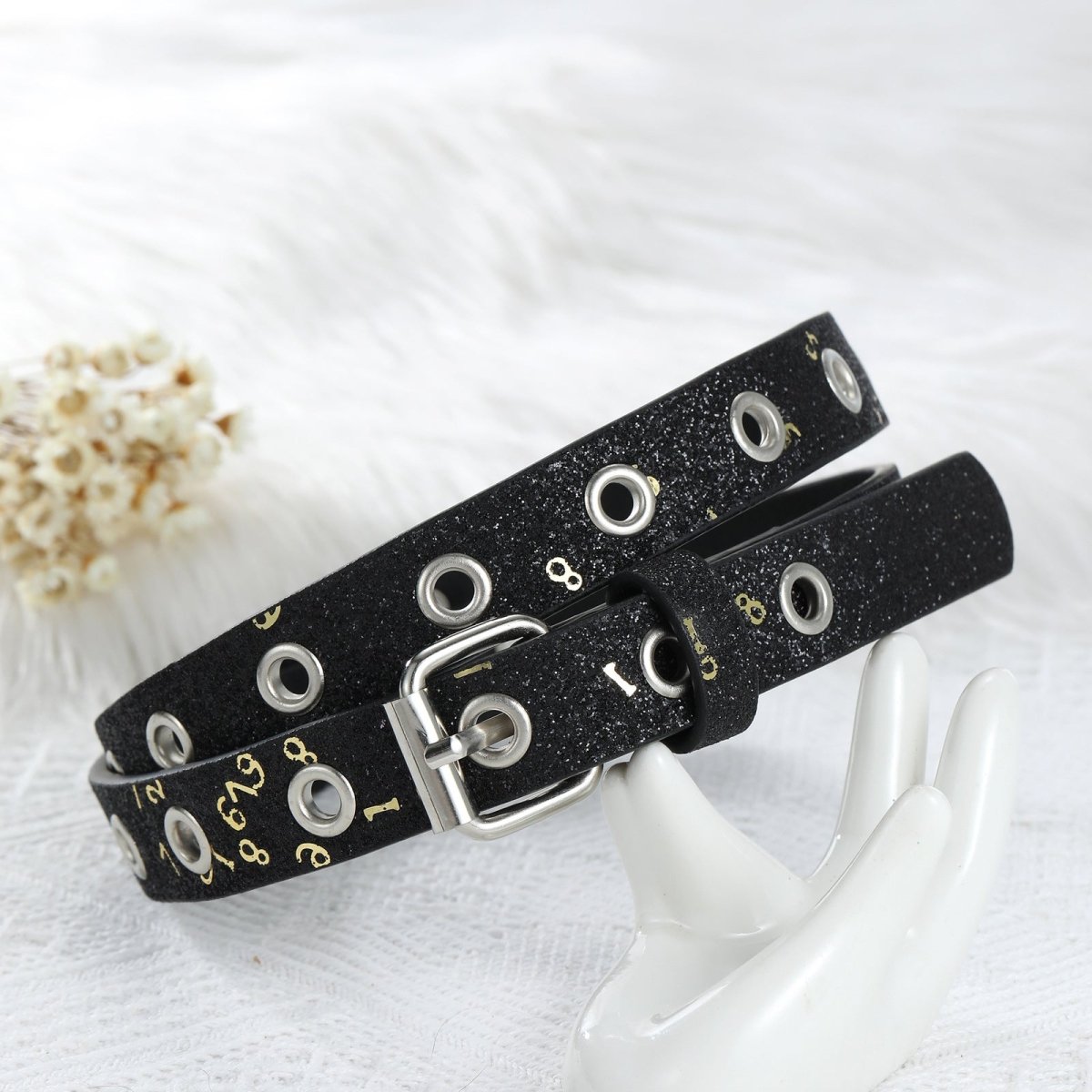 Belt Adjustable For Fille Ou Garcon In Simili Vegan Paillete TO Motif Lettres Model Ocean by Zictor