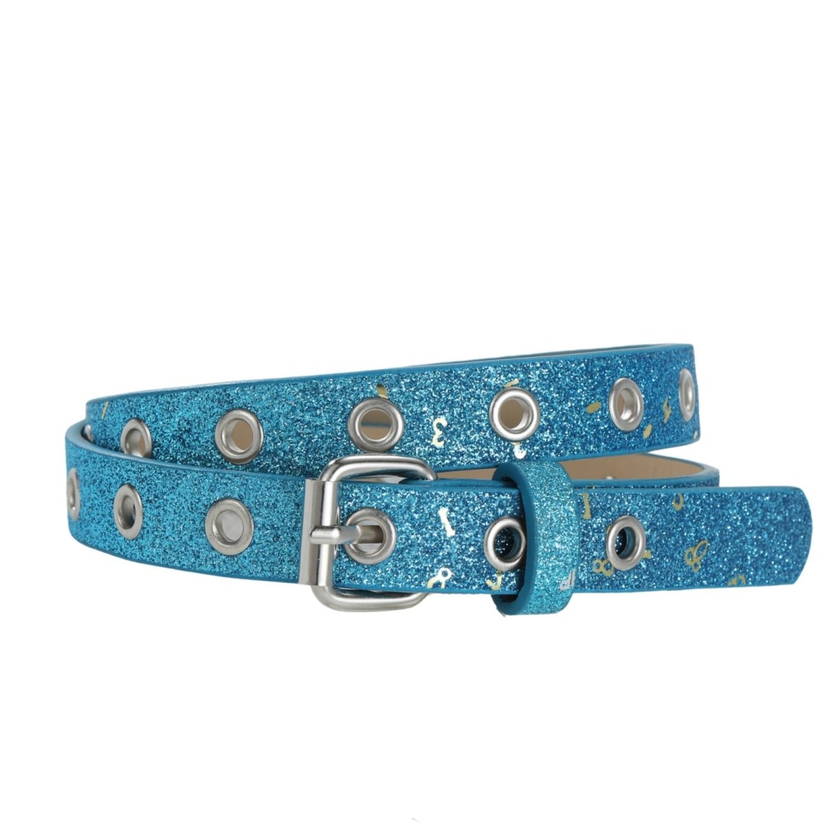 Belt child adjustable for fille ou garçon in simili vegan, pailleté to motif chiffres, model Ocean - Zictor