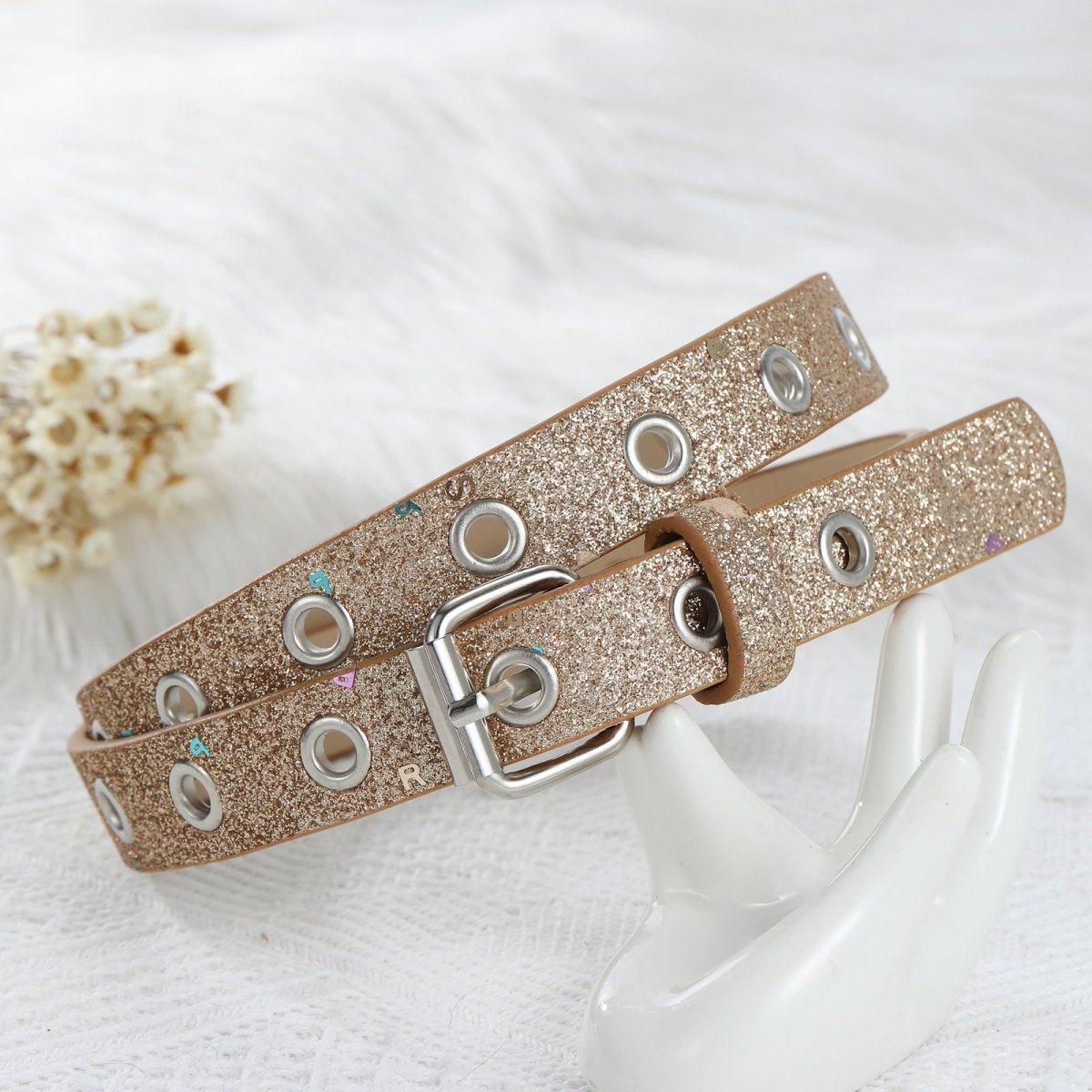 Belt Adjustable For Fille Ou Garcon In Simili Vegan Paillete TO Motif Lettres Model Ocean by Zictor