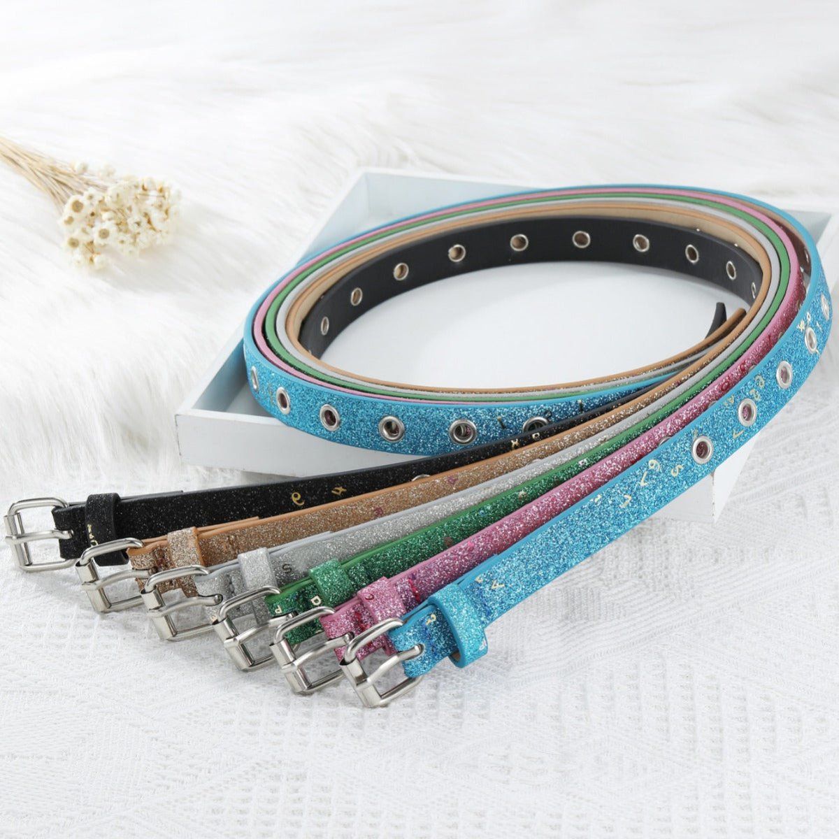 Belt Adjustable For Fille Ou Garcon In Simili Vegan Paillete TO Motif Lettres Model Ocean by Zictor