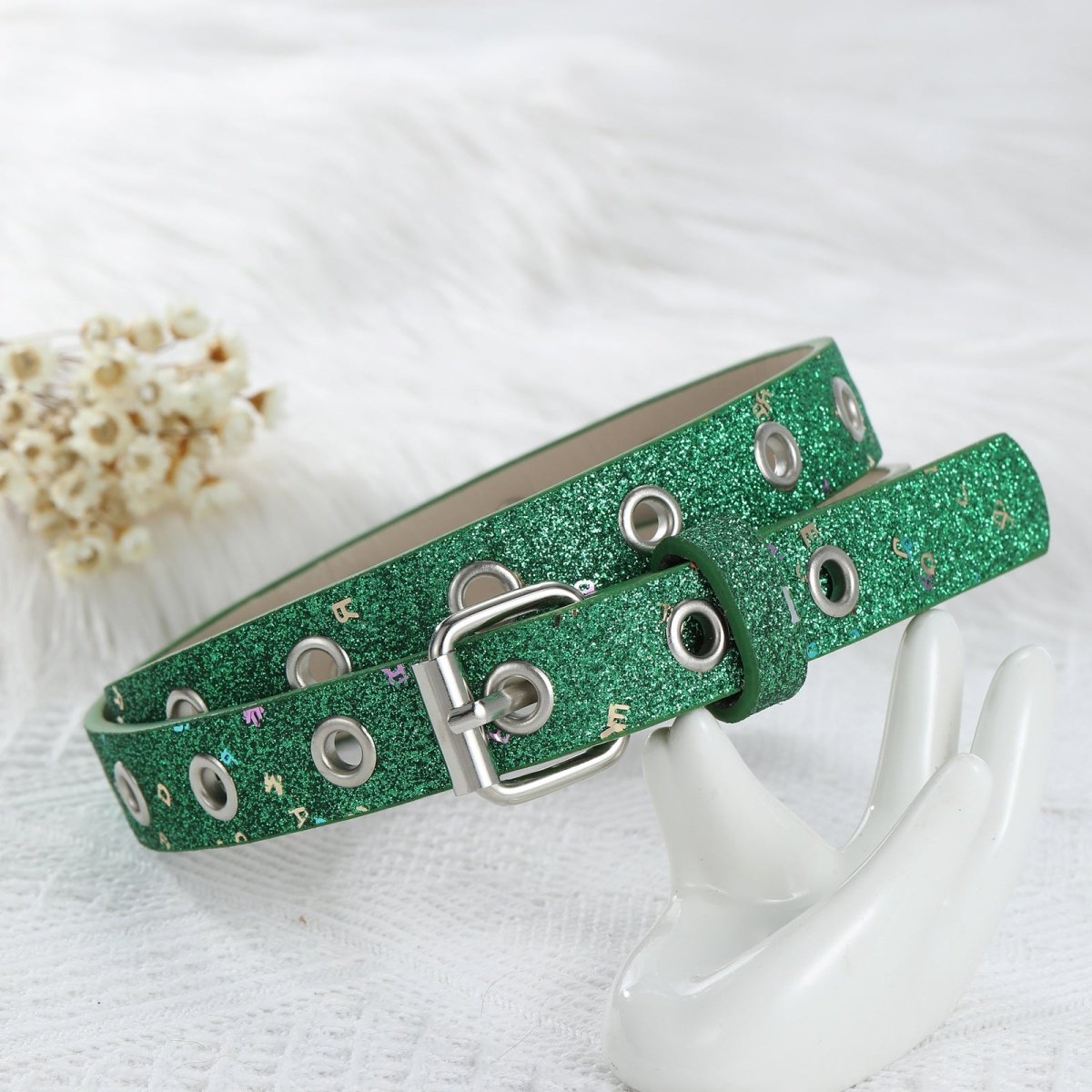 Belt Adjustable For Fille Ou Garcon In Simili Vegan Paillete TO Motif Lettres Model Ocean by Zictor