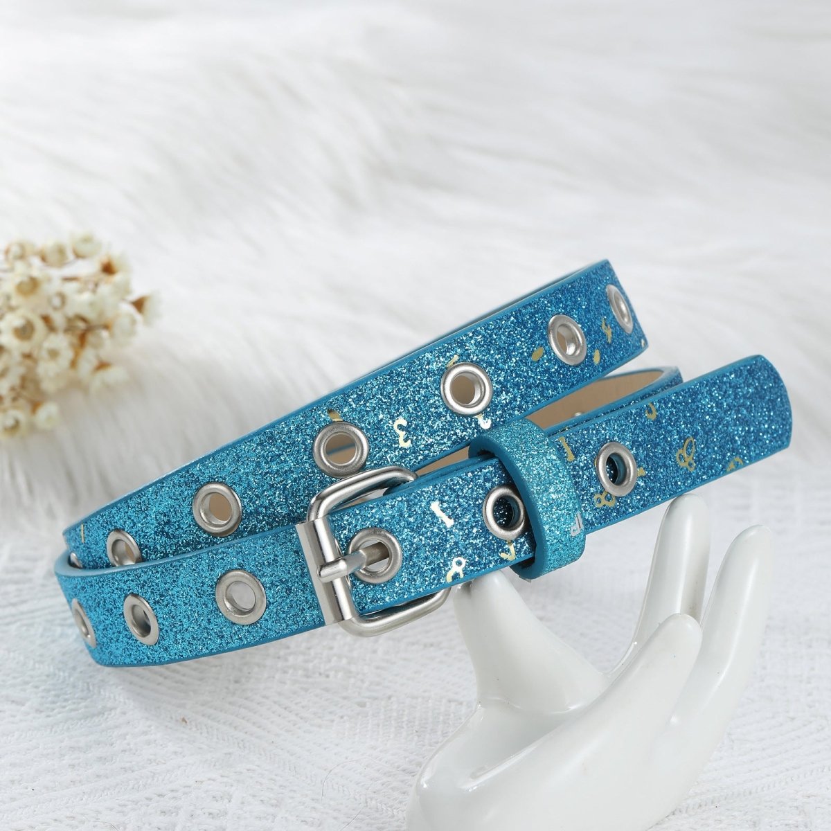 Belt Adjustable For Fille Ou Garcon In Simili Vegan Paillete TO Motif Lettres Model Ocean by Zictor