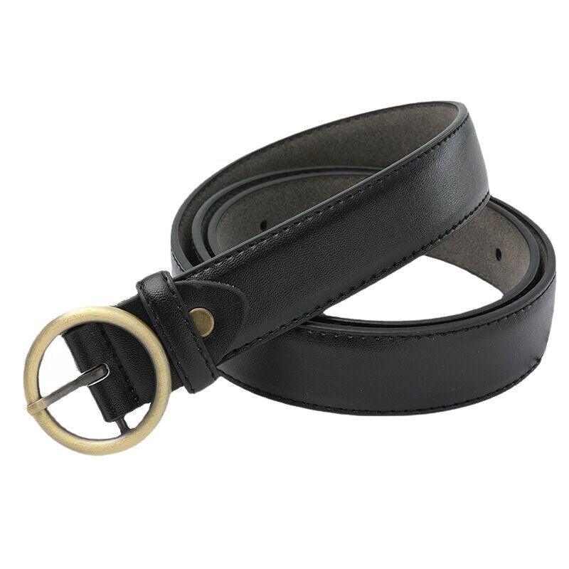 Belt classic for women to buckle ronde golden, disponible in large size, model Madisyn - Zictor